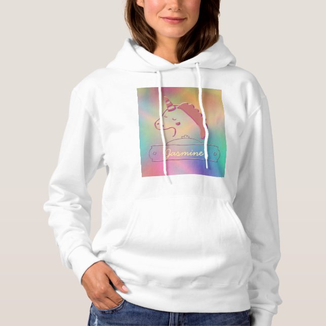 Camiseta Nome Personalizado do Unicorn 3D Holográfico (Frente)