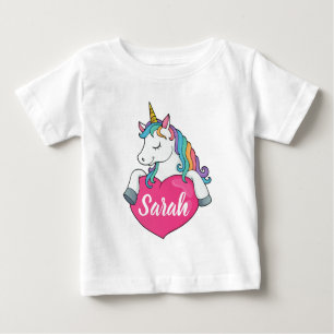 Camiseta Nome Personalizado do Unicórn de Cute