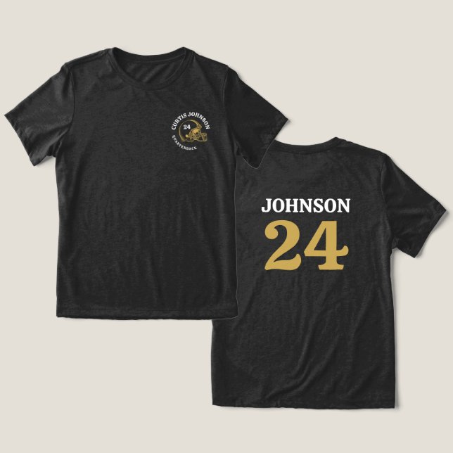 Camiseta Nome personalizado e número do capacete de futebol (Design Frente e Verso)