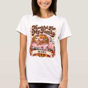 Camiseta Nome Personalizado Família Agradecida Dia de Ação