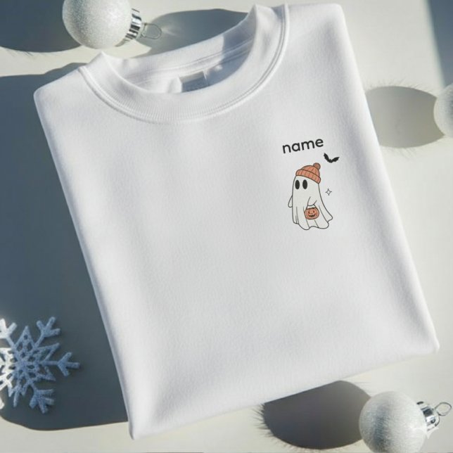 Camiseta Nome Personalizado Fantasma de Halloween |  Assust (Custom Name Halloween Ghost | Personalized Spooky Sweatshirt)