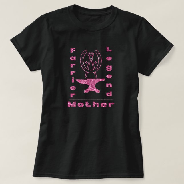 Camiseta Nome Personalizado Farrier Legenda Mãe Rosa (Frente do Design)
