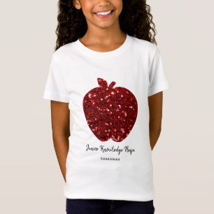 Camiseta Nome Personalizado Faux Gitter Red Apple School Ki