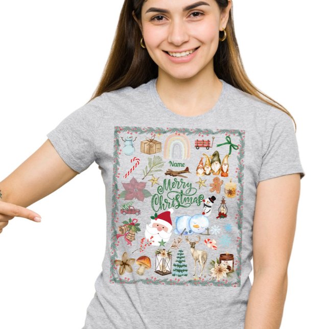 Camiseta Nome personalizado Feliz Natal (Criador carregado)