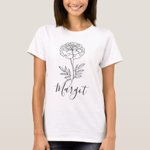 Camiseta Nome Personalizado Flor de Nascimento de Marigold