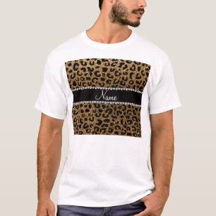 Camiseta Nome personalizado glitter impressão cheetah