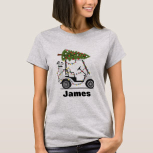 Camiseta Nome Personalizado Golfer Natal Carrinho de Golfe 