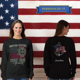 Camiseta Nome Personalizado Guarda Costeira Feminino Preto