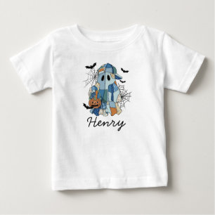 Camiseta Nome personalizado Halloween Ghost Boy Toddler e