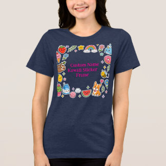 Camiseta Nome Personalizado Kawaii Quadro de Adesivos