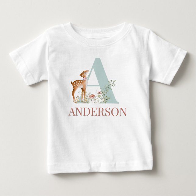 Camiseta Nome Personalizado Letra Inicial A Baby T Shirt (Frente)
