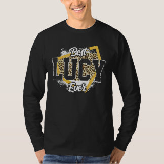 Camiseta Nome personalizado Lucy com impressão de leopardo