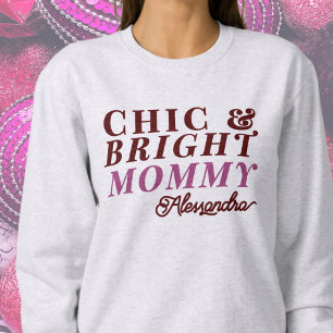 Camiseta Nome Personalizado Mamãe Brilhante Chic Tipografia
