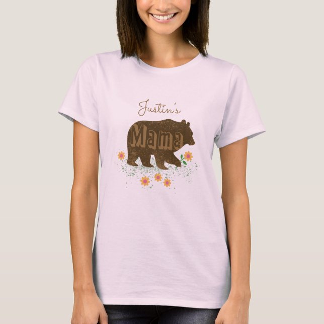 Camiseta Nome Personalizado Mamãe Urso (Frente)