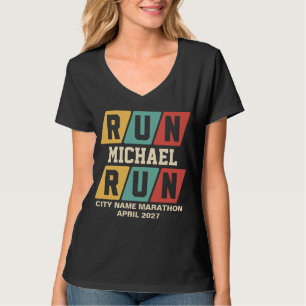 Camiseta Nome Personalizado Maratona Suporte VNeck Retro