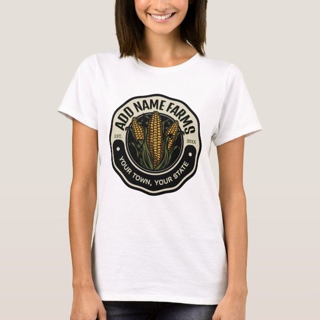 Camiseta NOME Personalizado Milho Doce Jardim Fazenda Agric (Frente)