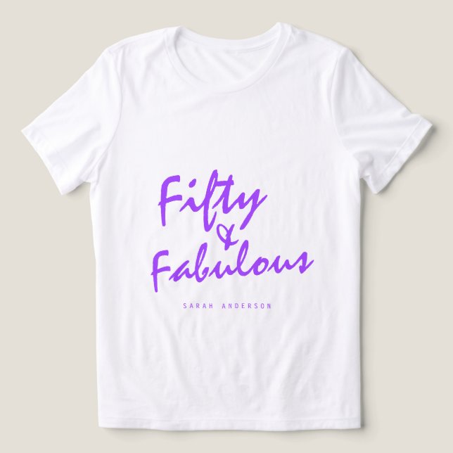 Camiseta Nome Personalizado Moderno 50 Fabuloso 50º present (Design frontal)