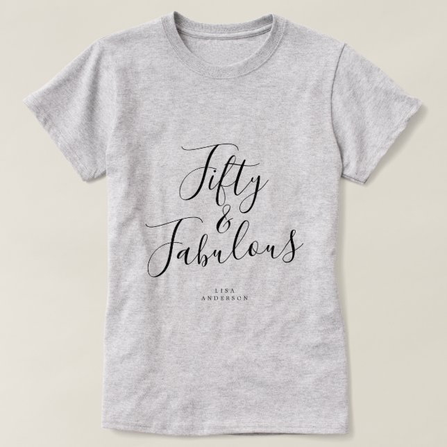 Camiseta Nome Personalizado Moderno 50 Fabuloso 50º present (Frente do Design)