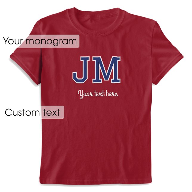 Camiseta Nome personalizado monograma Texto marrom azul grá (Criador carregado)