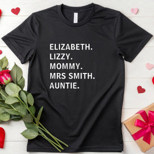 Camiseta Nome Personalizado Mulher Fofa Apelido Irmã Tia Mã