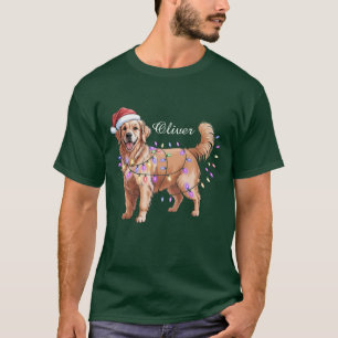 Camiseta Nome Personalizado Natal Cachorro Retriever Dourad