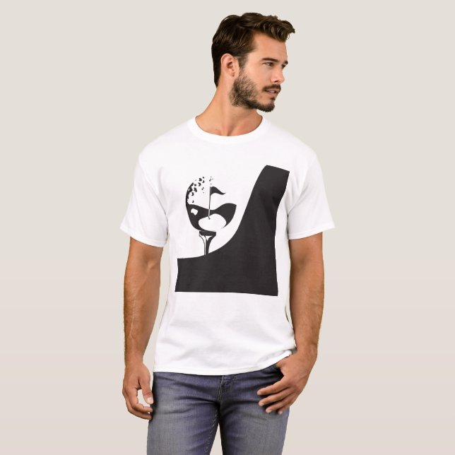 Camiseta Nome Personalizado Olá, Golfe Negro e Branco (Frente Completa)