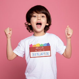 Camiseta Nome Personalizado Olá Meu Nome Primeiro Dia da Es