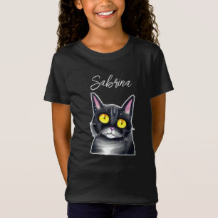 Camiseta Nome Personalizado   Olhos Amarelos Gatos Pretos