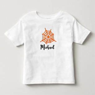 Camiseta Nome Personalizado Orange Spider Net Halloween