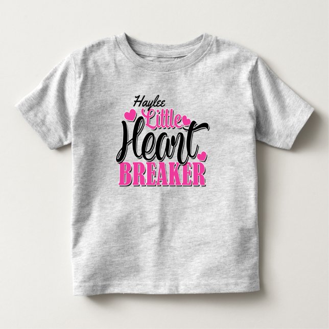 Camiseta Nome Personalizado Pequeno Coração Rosa (Frente)