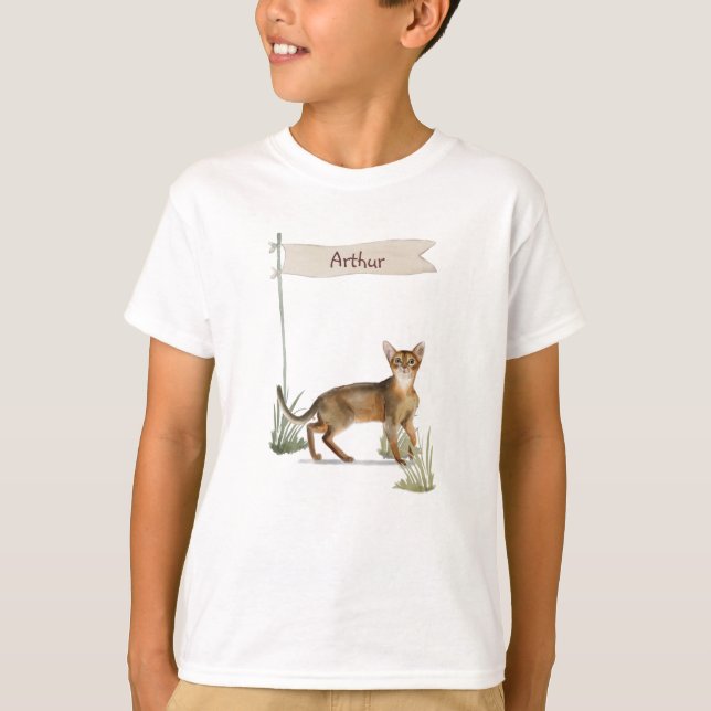 Camiseta Nome Personalizado Pet de Cat Abyssinian (Frente)