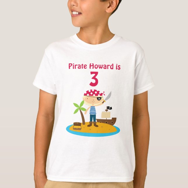 Camiseta Nome Personalizado Pirata Birthday Boy (Frente)