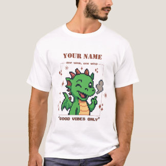 Camiseta Nome Personalizado Pixel Dragon Tee — Retro 8 Bits