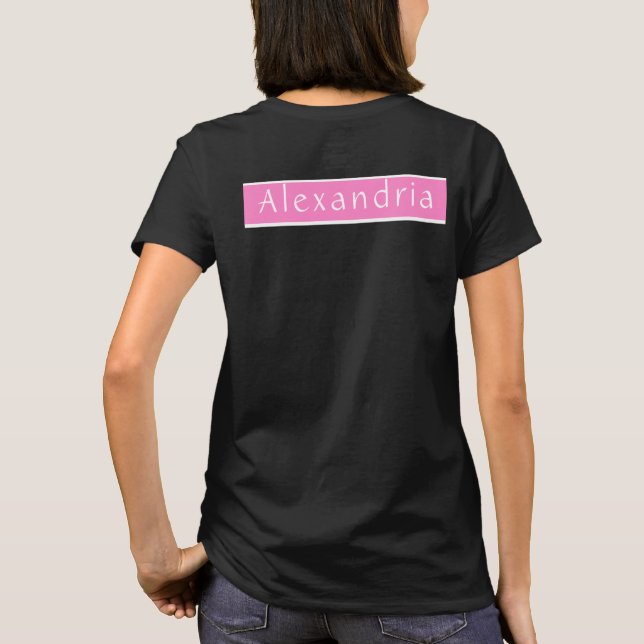 Camiseta Nome Personalizado Preto e Rosa (Verso)