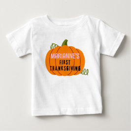 Camiseta Nome Personalizado Pumpkin de Primeira Ação de Gra