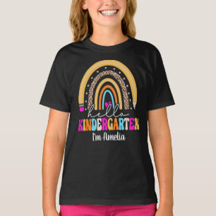 Camiseta Nome Personalizado Rainbow Hello jardim de infânci