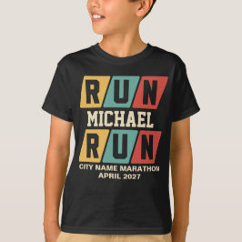 Camiseta Nome Personalizado Retro Maratona Apoio Crianças