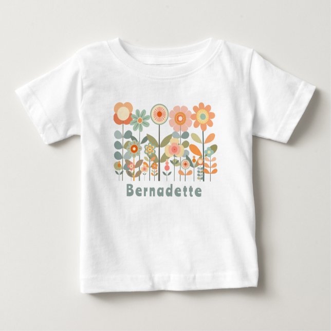 Camiseta Nome Personalizado Retro Vintage Wildflower Daisy (Frente)