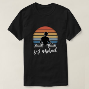 Camiseta Nome Personalizado Retroativo do Mixer DJ de Músic