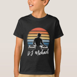 Camiseta Nome Personalizado Retroativo do Mixer DJ de Músic