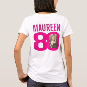 Camiseta Nome personalizado rosa de 80 de aniversário e mod