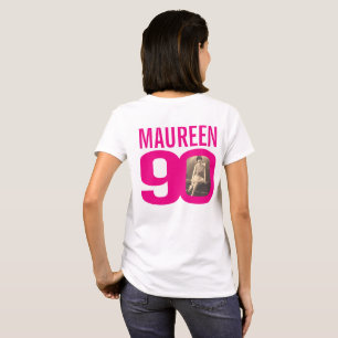 Camiseta Nome personalizado rosa de 90 de aniversário e mod