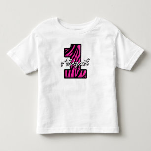 Camiseta Nome Personalizado Rosa Preto Zebra Um Ano de Idad