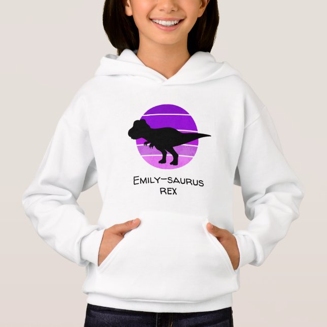 Camiseta Nome personalizado saurus t rex menina de dinossau (Frente)
