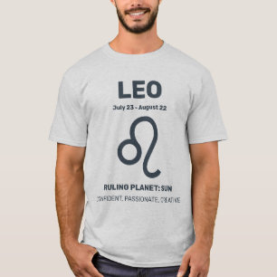 Camiseta Nome Personalizado / Sinal de Zodíaco de Texto Leo
