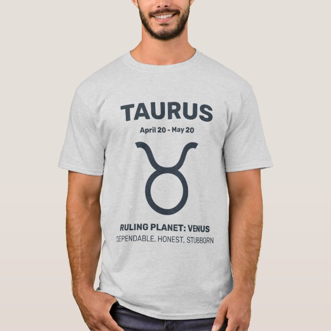 Camiseta Nome Personalizado / Sinal de Zodíaco Texto Taurus (Frente)