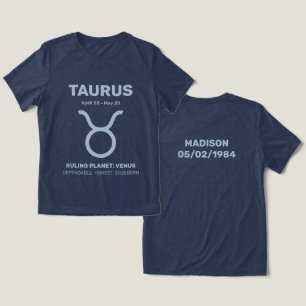 Camiseta Nome Personalizado / Sinal de Zodíaco Texto Taurus