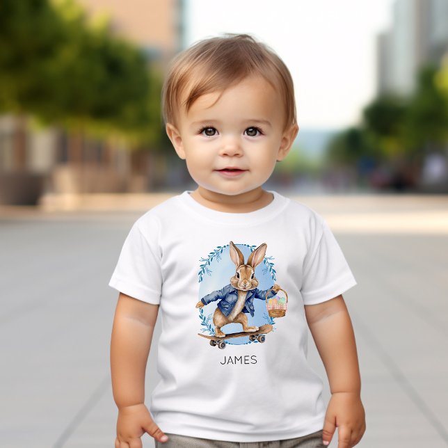 Camiseta Nome personalizado Skateboard Bunny Boy (Criador carregado)