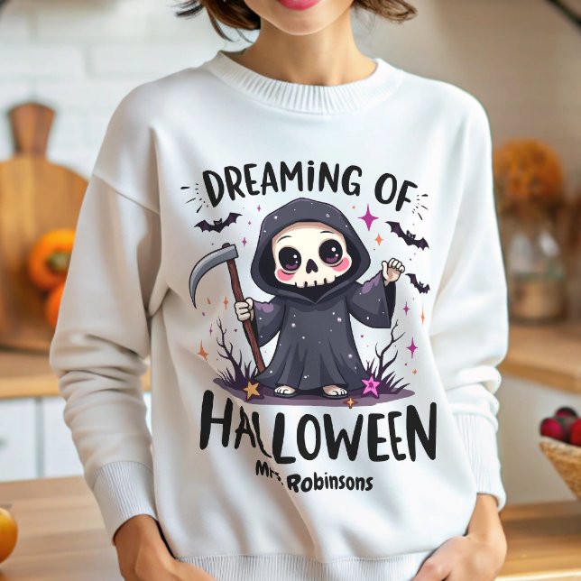 Camiseta Nome Personalizado Sonhando com Halloween Kawaii (Criador carregado)