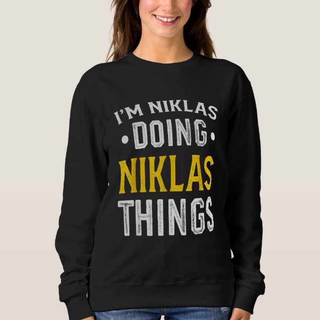 Camiseta Nome personalizado sou Niklas Fazendo Aarav Thi (Frente)